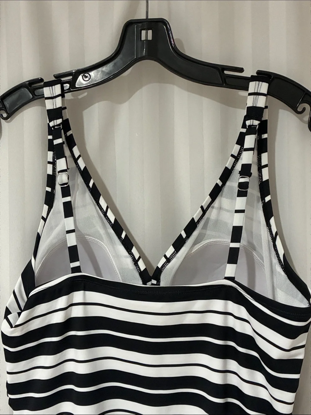 Swim Solutions Black and White Striped One-Piece Swimsuit - Picture 7 of 11